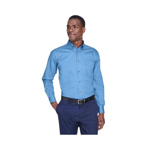 Harriton® Men's Easy Blend™ Long-Sleeve Twill Shirt with ...