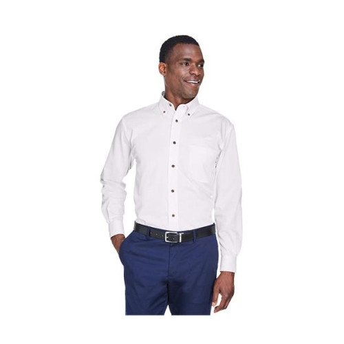 Harriton® Men's Easy Blend™ Long-Sleeve Twill Shirt with ...