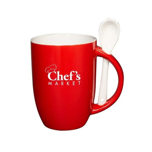 12 oz. Dapper Ceramic Mug With Spoon.