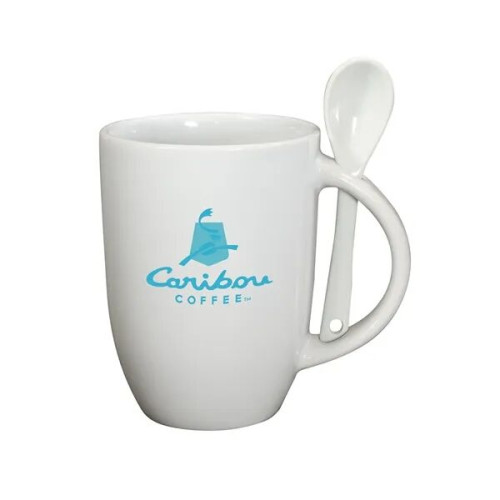 12 oz. Dapper Ceramic Mug With Spoon.