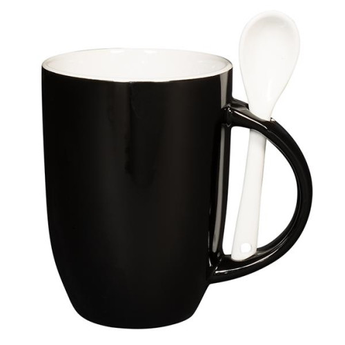 12 oz. Dapper Ceramic Mug With Spoon.