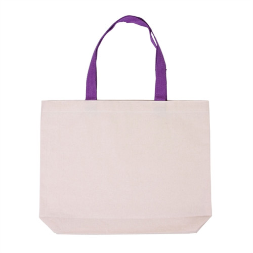Cotton Canvas Tote with Gusset & Color Accent Handles